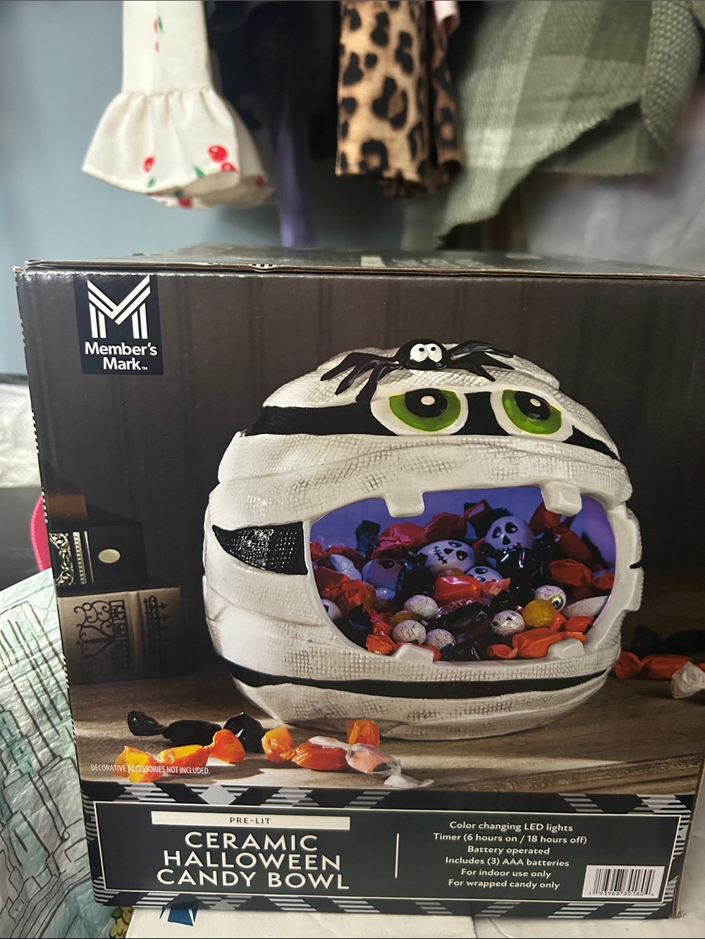 Member's Mark Ceramic Halloween Mummy Candy Bowl in White